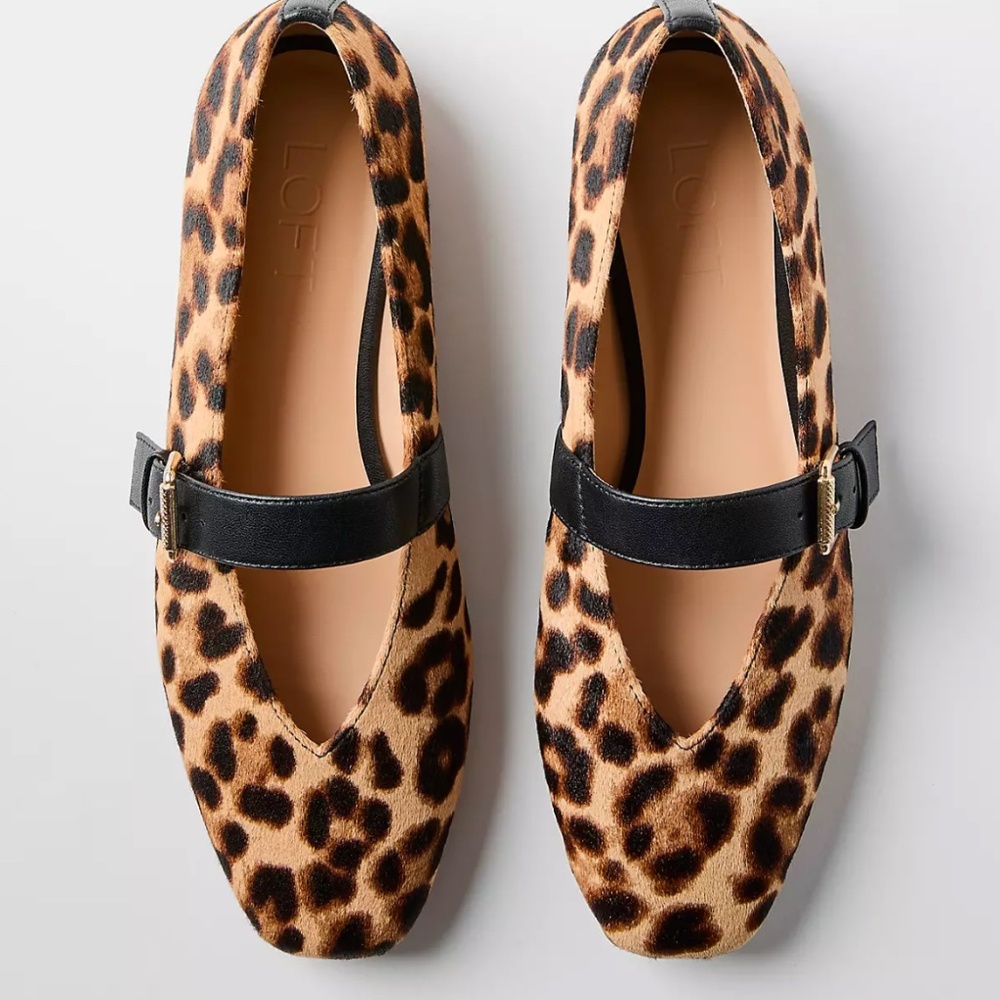 Loft Leopard Print Calf Hair Mary Jane Flats size 6